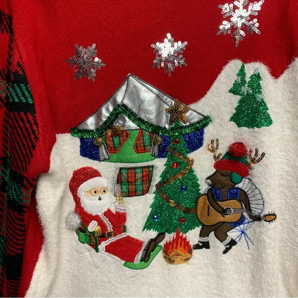 Merry & Bright Christmas sweater size 1X lots of sparkle and bells - Picture 4 of 5